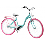 Dámsky retro bicykel 26" Lavida 3-prevodový rám 17,5" Modrý, ružové kolesá